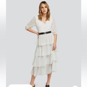 Nwt Belle & Bloom Polka Dot Midi Tiered Dress Siz… - image 1